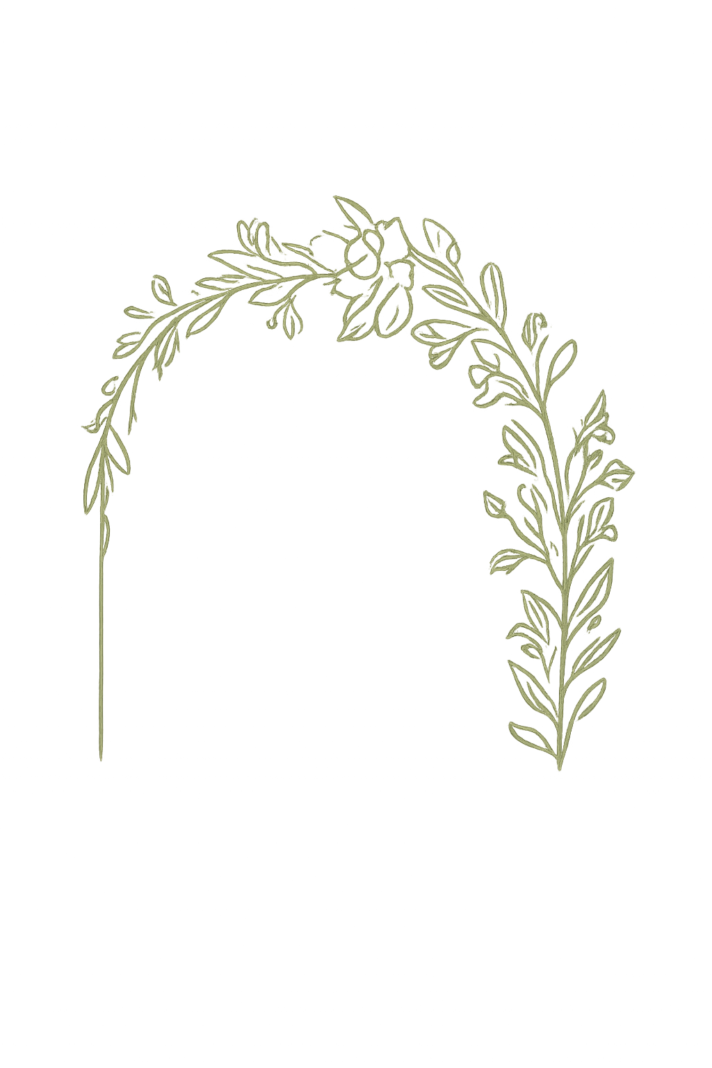 Arco floral boho para boda con hojas verdes y flores
