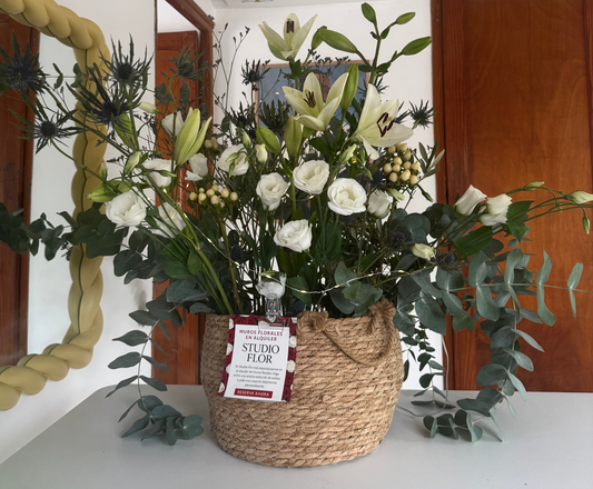 Cesta de Flores - Blanco