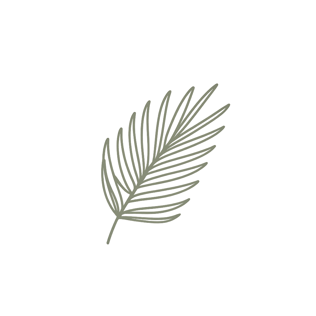 Ilustración de hoja decorativa en verde, estilo natural minimalista para eventos y bodas 