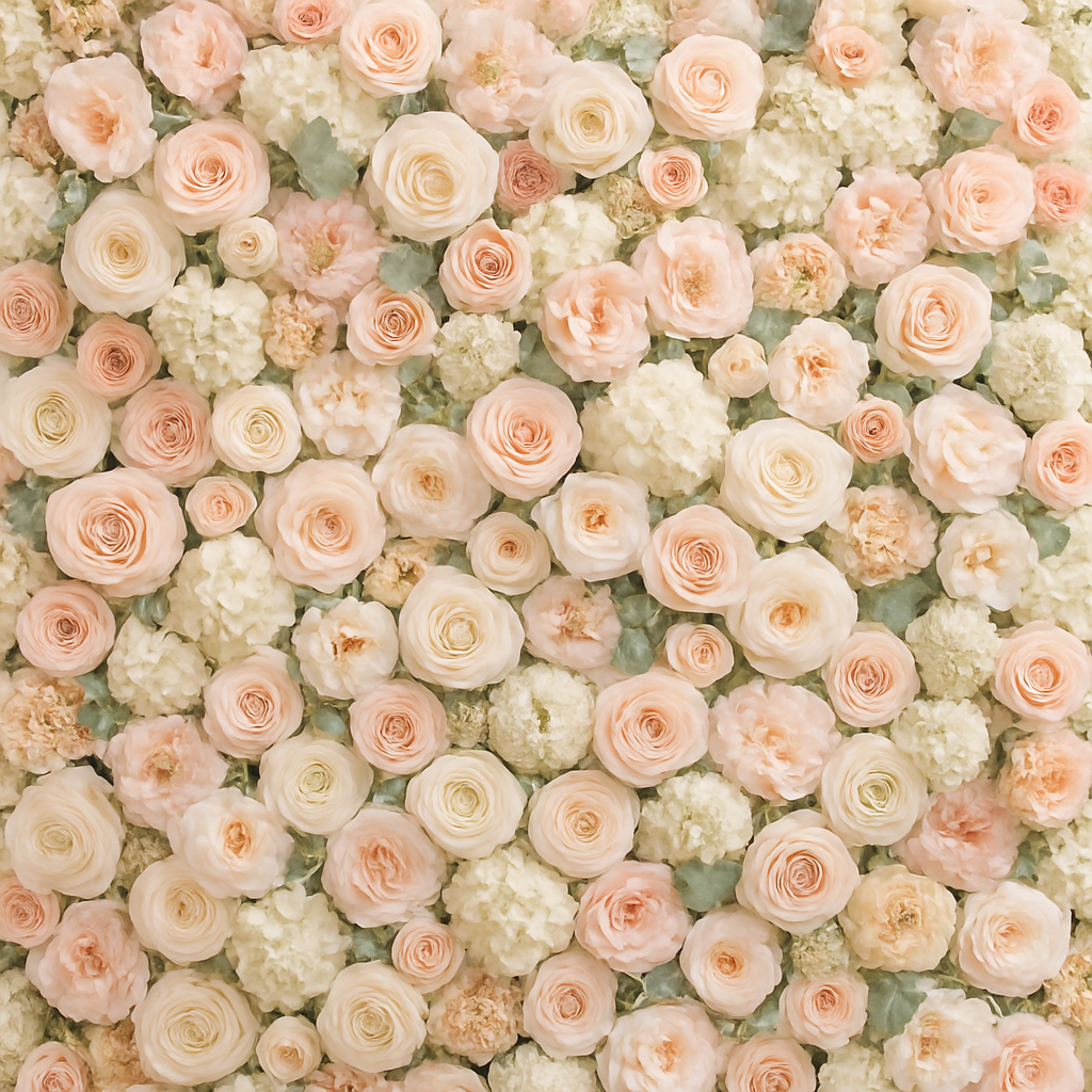 Muro floral con patrón de rosas multicolores